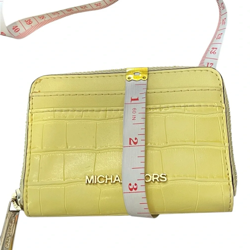 MICHAEL KORS JET SET TRAVEL MD ZA CARD CASE WALLET EXOTIC EMBOSSED‎ BUTTERCUP